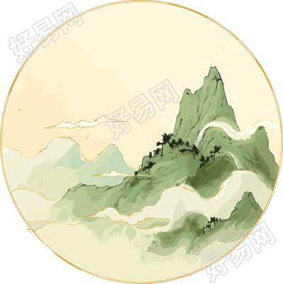 国潮风山脉新中式插画