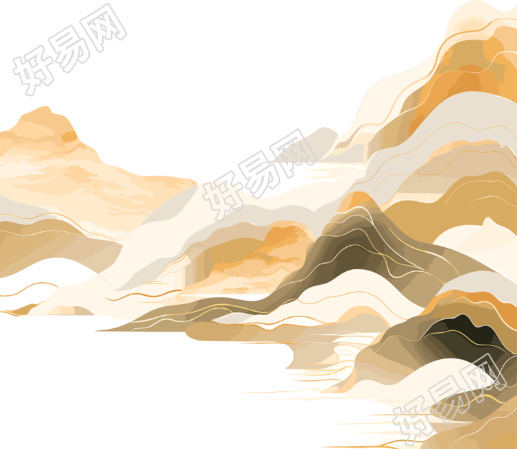 国潮风山脉抽象插画素材