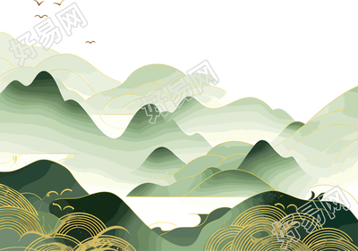 国潮风山脉抽象图形素材