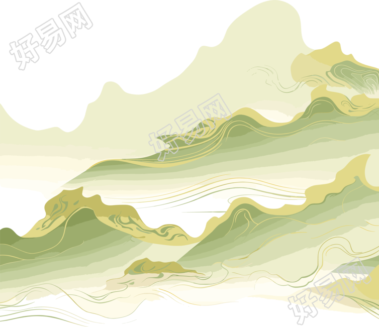 国潮风山脉透明背景插画