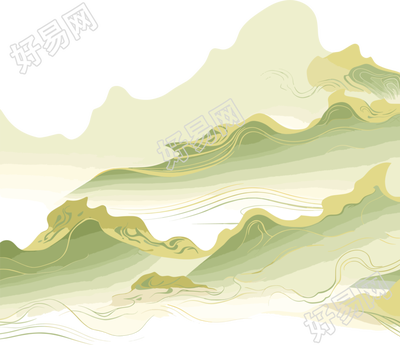 国潮风山脉透明背景插画