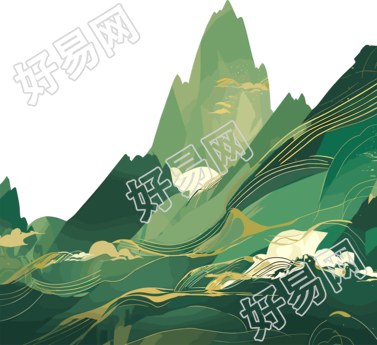 国潮风山脉抽象插图元素
