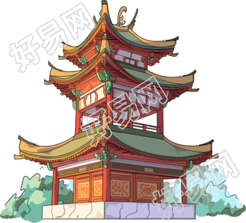 国风阁楼矢量插画