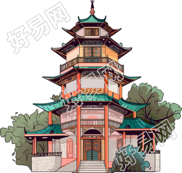 国风阁楼图形素材