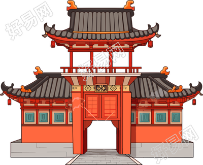 国风阁楼透明背景素材