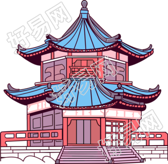 国风阁楼中国建筑插图