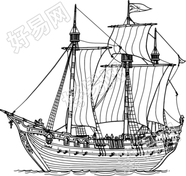 线条帆船高清图形插画