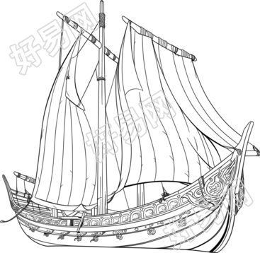 线条帆船高清PNG图形素材