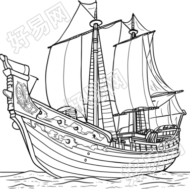 线条帆船商业设计元素