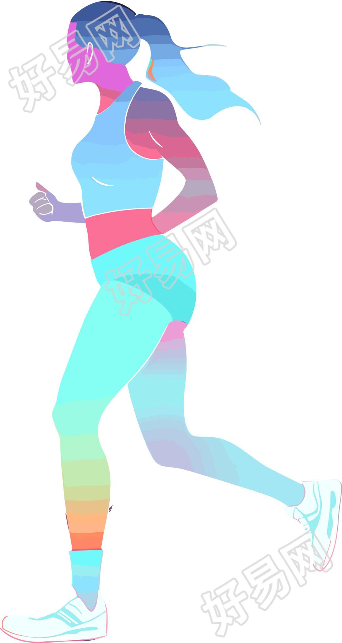 运动女生剪影高清图形插画