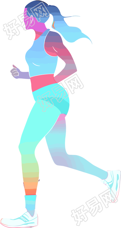运动女生剪影高清图形插画