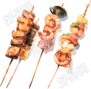 烤串手绘素材