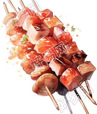 烤串创意插画设计