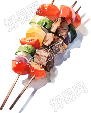 烤串手绘商用素材