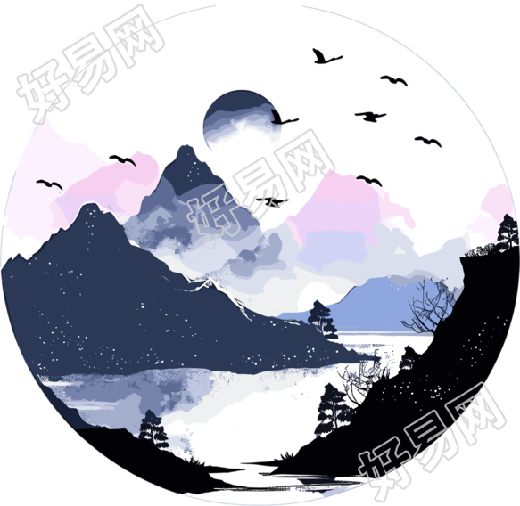 国潮风远山高清插图