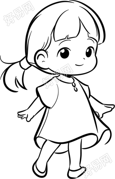 小女孩简笔画