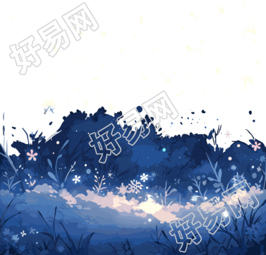 雪景夜晚手绘插图