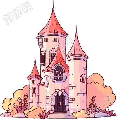 卡通城堡创意插图