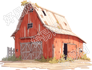 农场仓库手绘插图素材