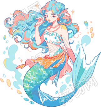 美人鱼手绘插画