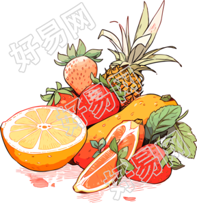 水果装饰手绘风格插画