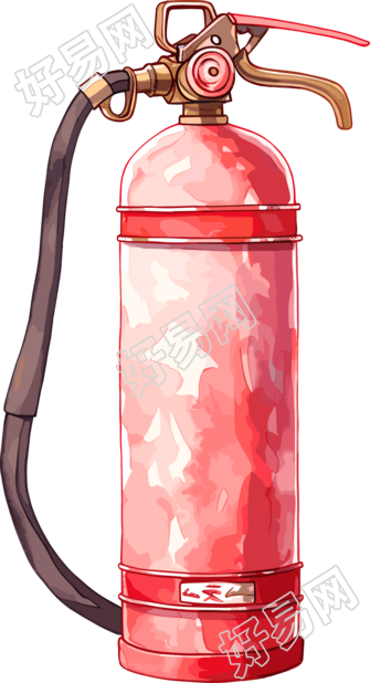 灭火器水彩风格插画