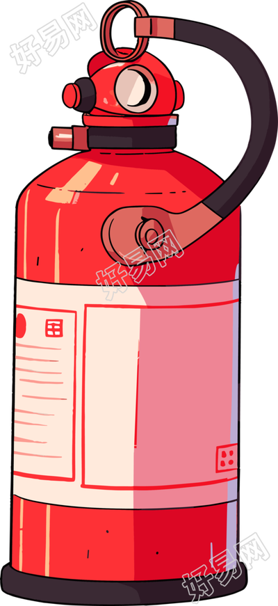 灭火器卡通风格插图