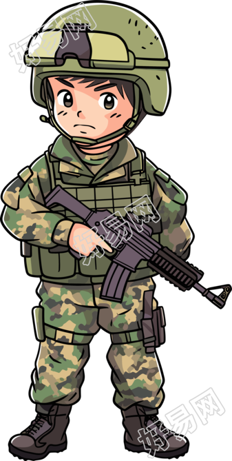 卡通士兵透明背景PNG插图