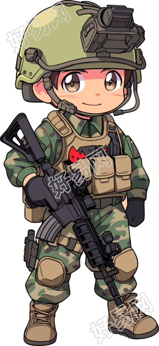 卡通士兵透明背景插图