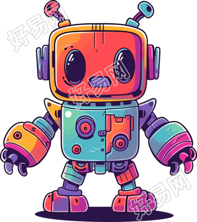 卡通机器人透明背景插画