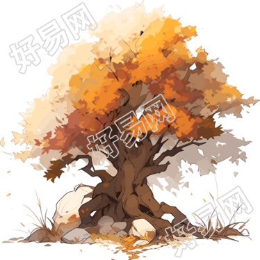 秋天大树透明背景素材