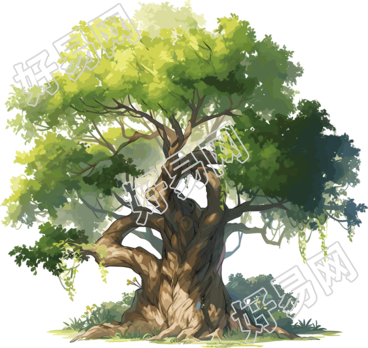 大树自然风景插画