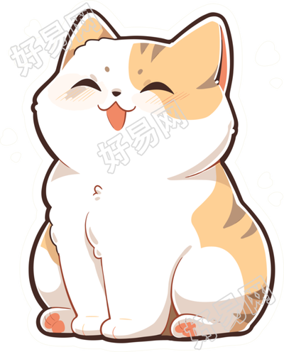 猫咪贴纸彩色图形素材