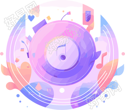 音乐节概念徽章透明背景插画