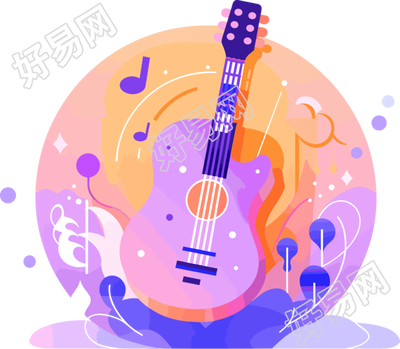 音乐节概念徽章透明背景插图