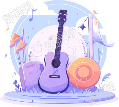 音乐节徽章创意插画设计素材