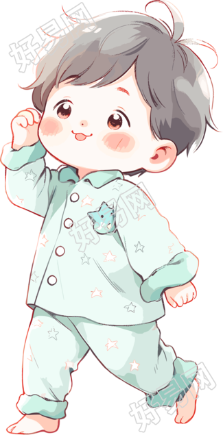 睡衣男孩透明背景插画