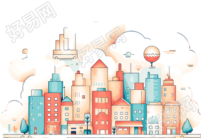 城市主题儿童图画书简约插图