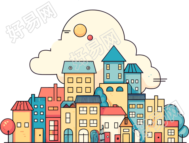 城市主题的清新插图