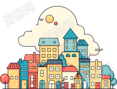 城市主题的清新插图