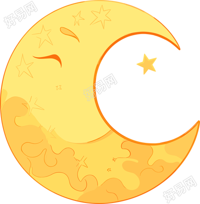 月亮扁平插图贴纸