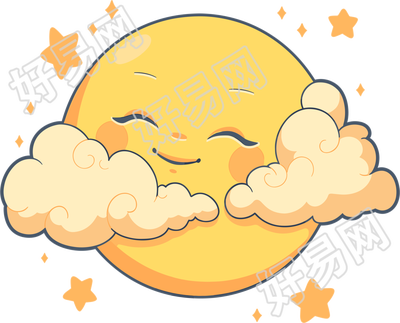 月亮扁平插画元素