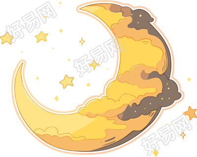 月亮扁平插图设计