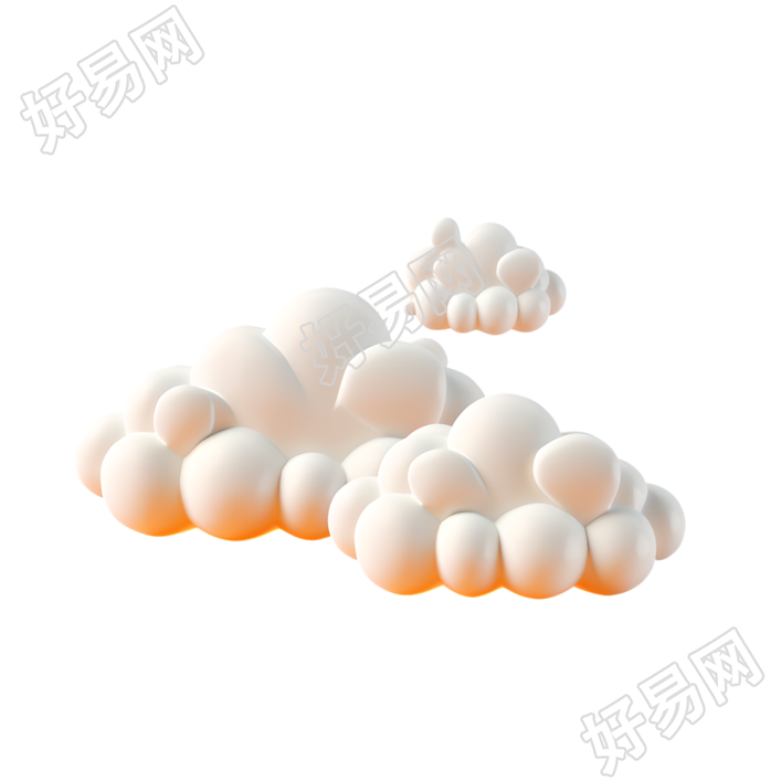 3D立体云透明背景素材
