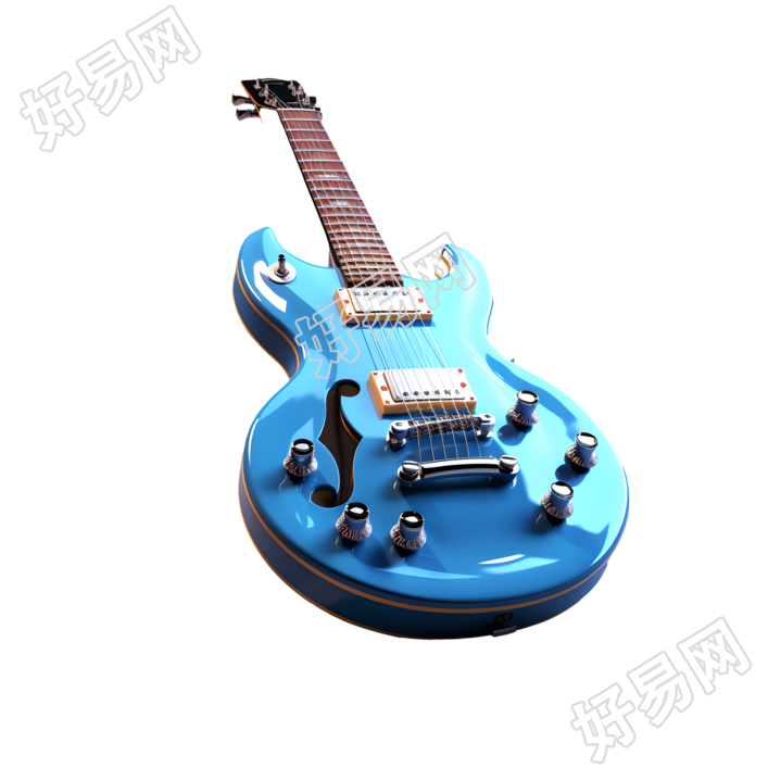 3D吉他商业设计插图