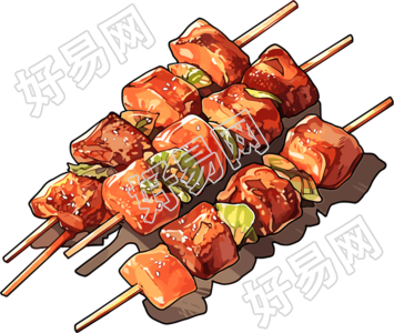 烧烤烤串元素