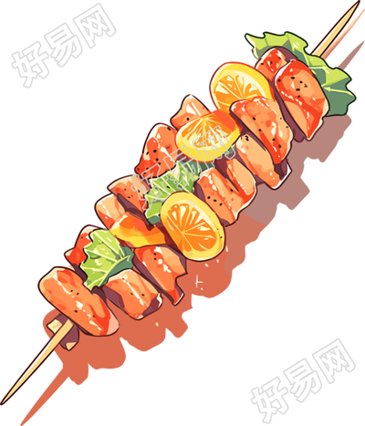 烧烤烤串透明背景插画