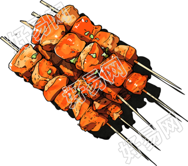 烧烤烤串扁平化设计素材