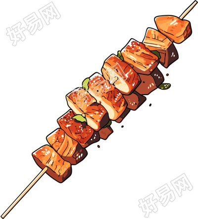 烧烤烤串手绘风格插图