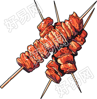 烧烤烤串商用插画设计素材